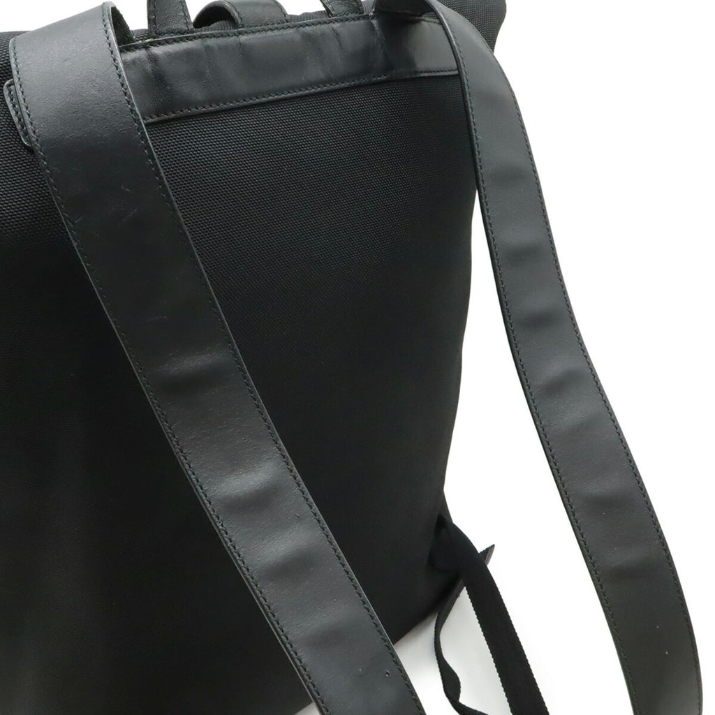 Gucci Black Green Red Color Canvas Leather Backpack (Pre-Owned)