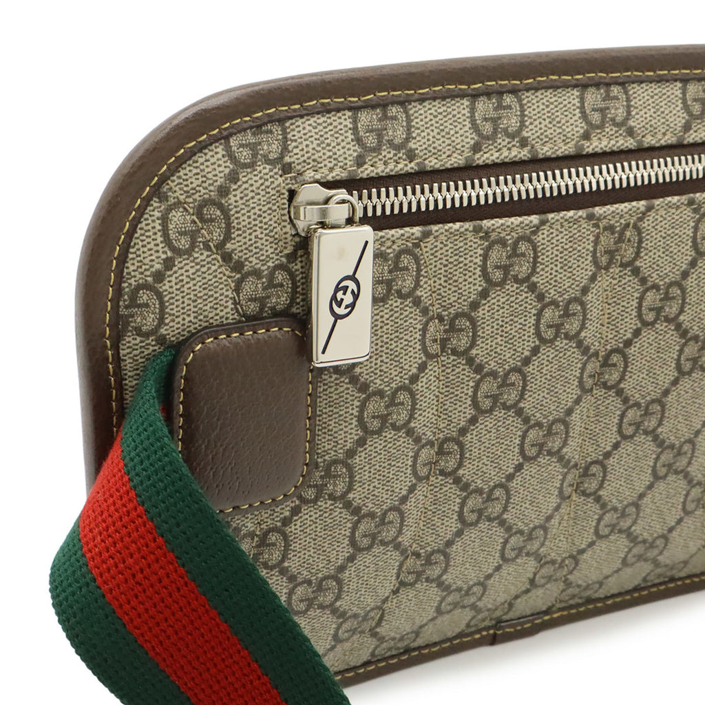 Gucci Beige Brown Green Red Color Gg Supreme Pouch Sling Bag (Pre-Owned)
