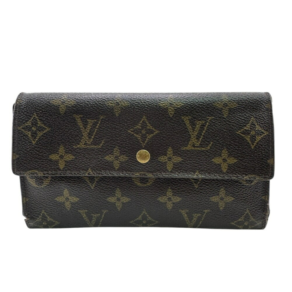 Louis Vuitton Brown Leather Long Wallet (Tri-Fold)