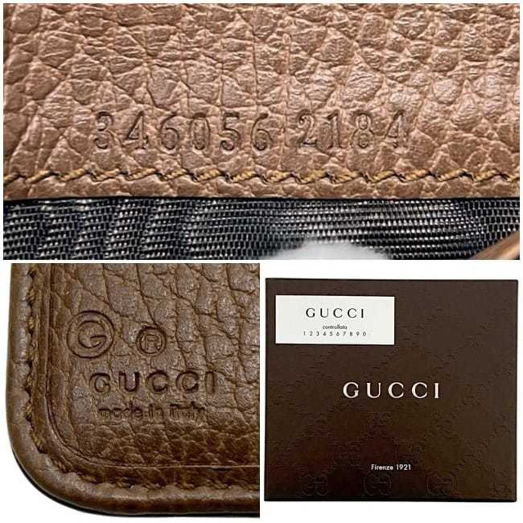 Gucci Beige Brown Brown Gg Gg Canvas Leather Wallet (Bi-Fold) (Pre-Owned)