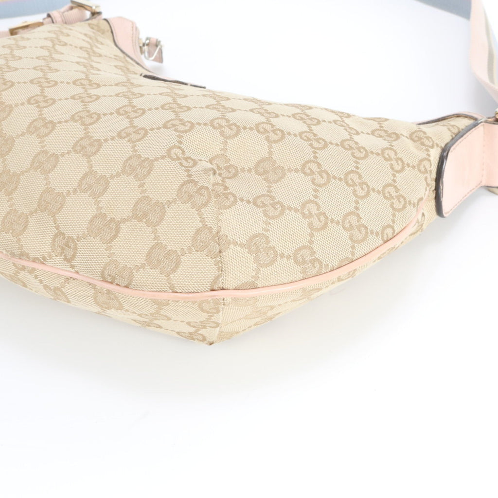 Gucci Beige Leather Canvas Handbag Shoulder Bag Tote Bag (Pre-Owned)