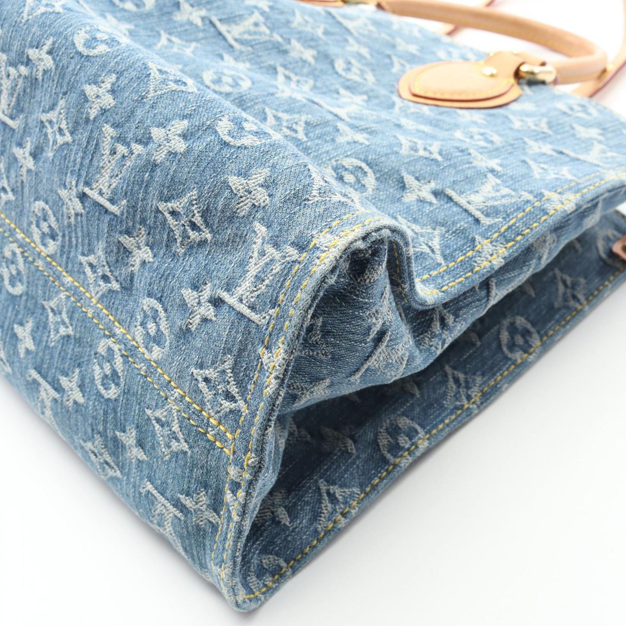 Louis Vuitton Blue Monogram Denim Denim Leather Tote Bag
