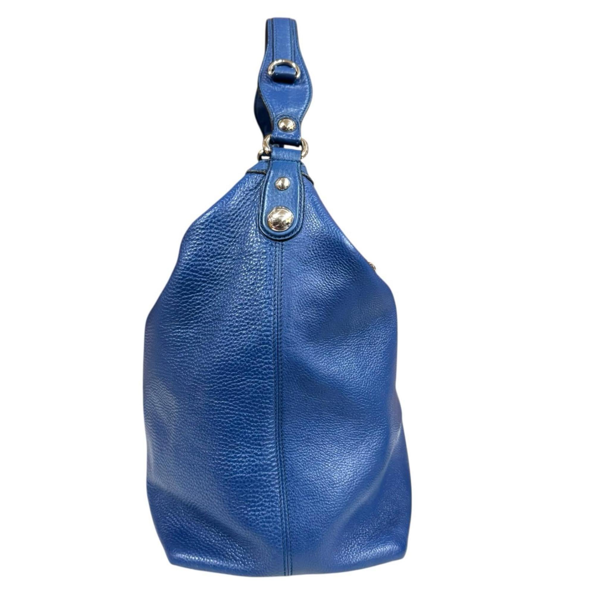 Gucci Blue Leather Shoulder Bag Tote Bag (Pre-Owned)