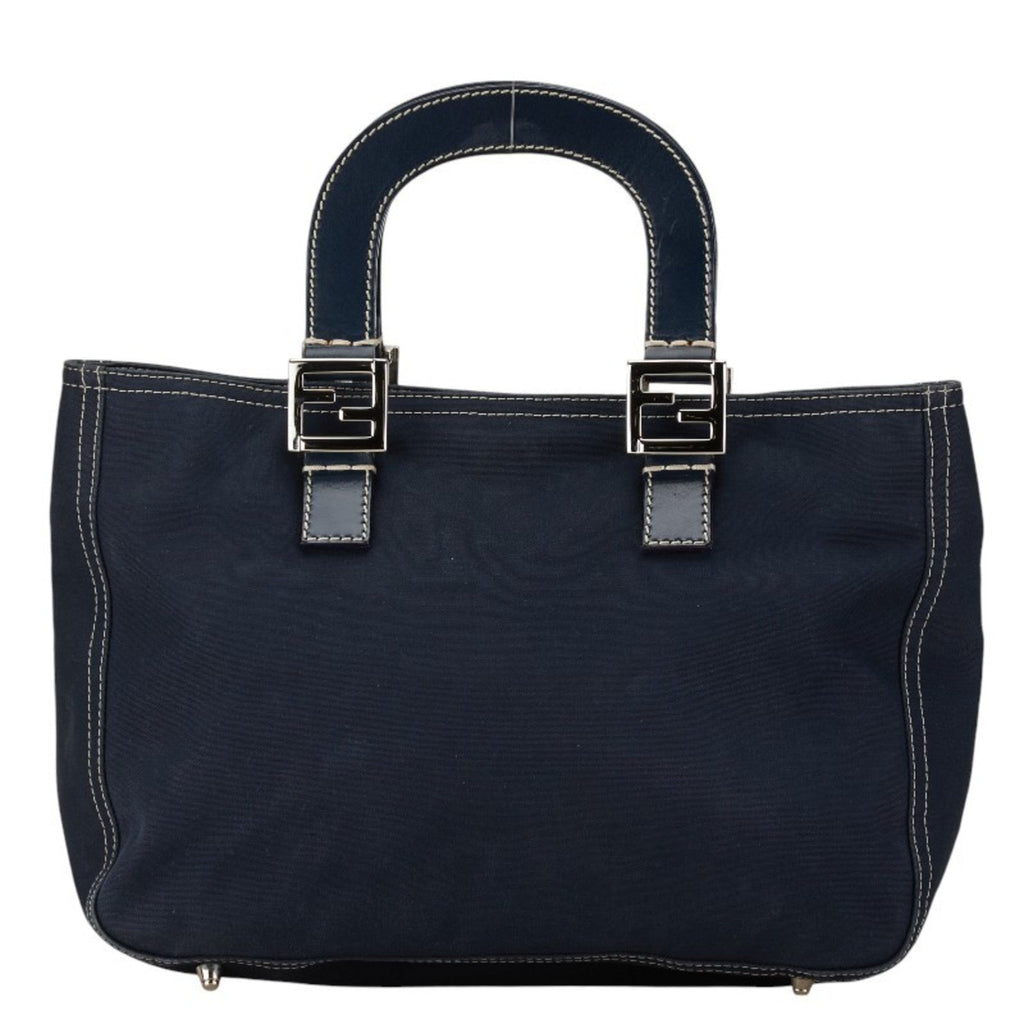 Fendi Navy Canvas Leather Handbag