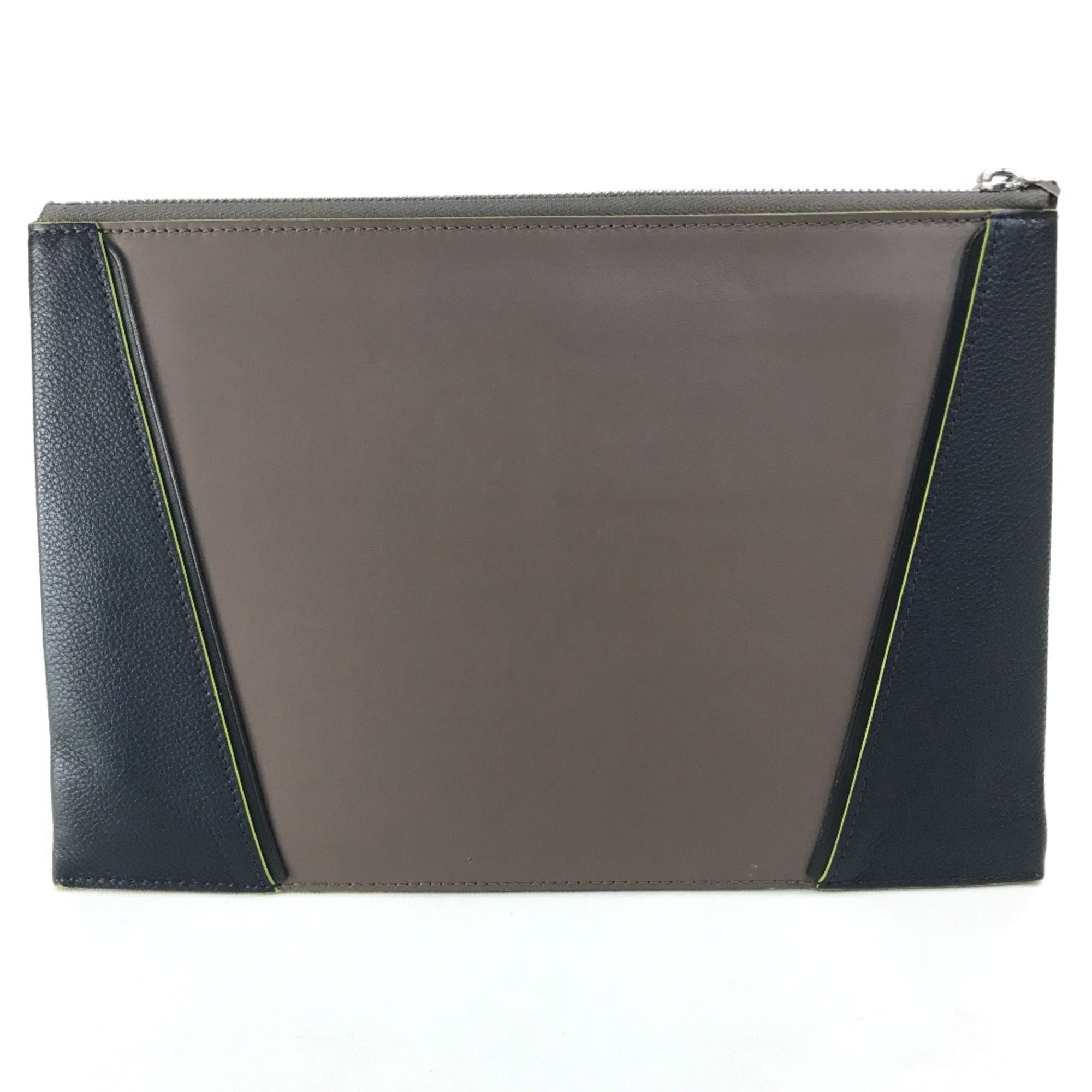Louis Vuitton Gray Leather Clutch Bag