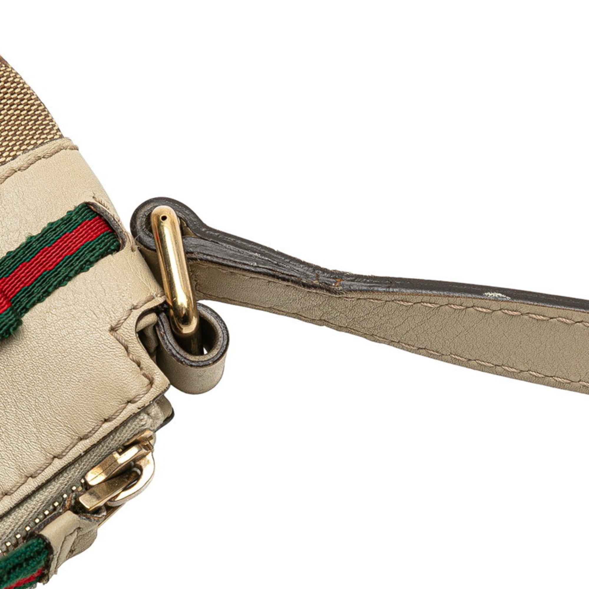 Gucci Gg Canvas Beige Gg Canvas Leather Shoulder Bag (Pre-Owned)