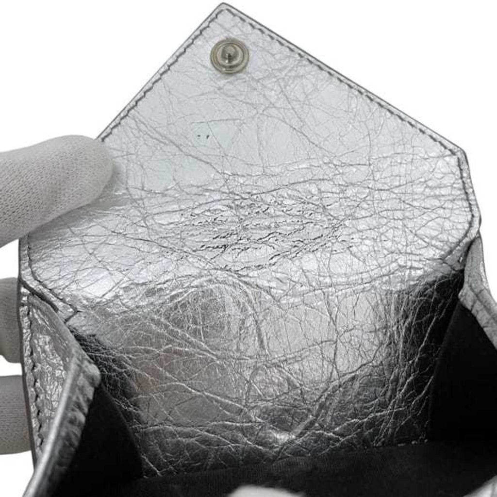 Balenciaga Silver Leather Wallet (Tri-Fold)
