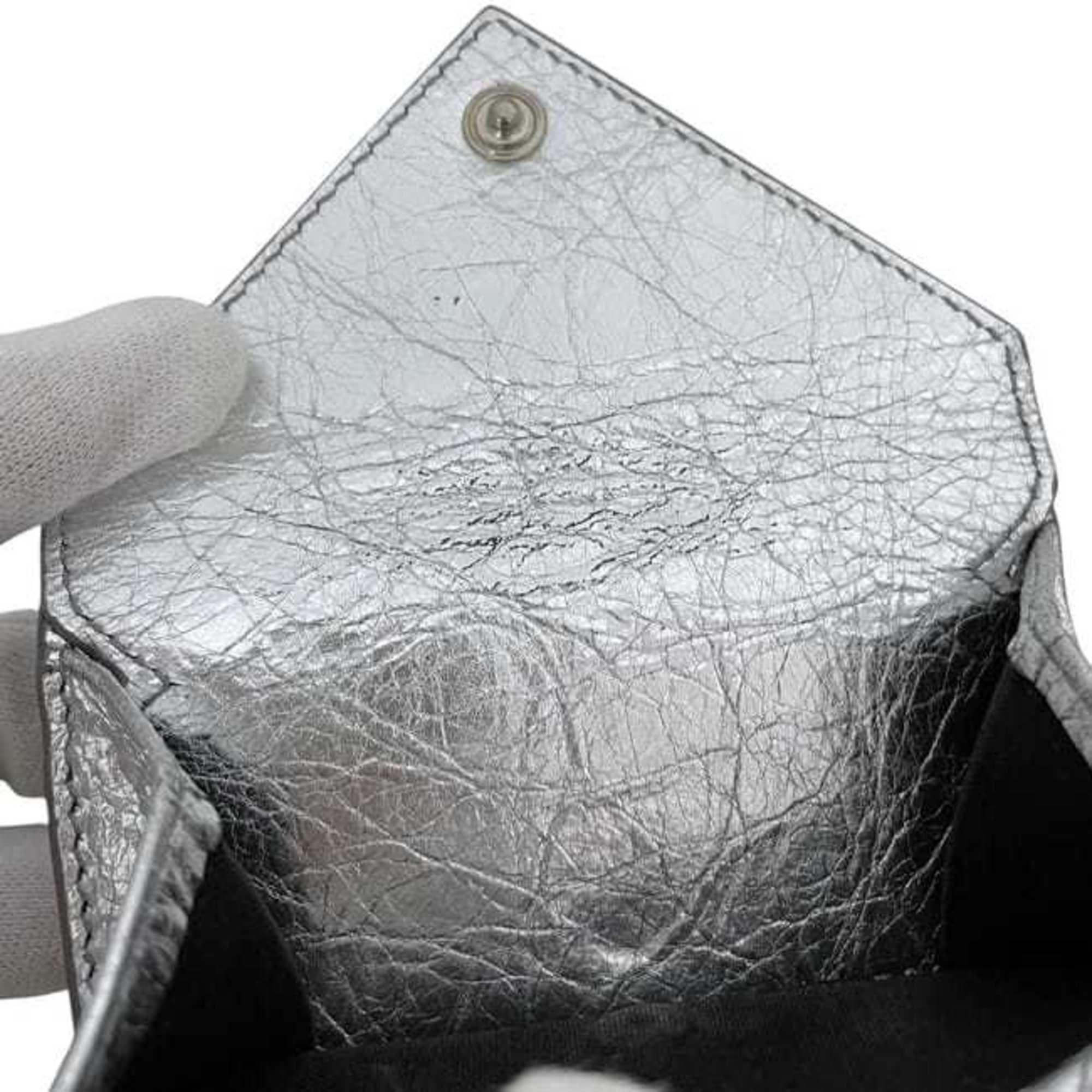 Balenciaga Silver Leather Wallet (Tri-Fold)