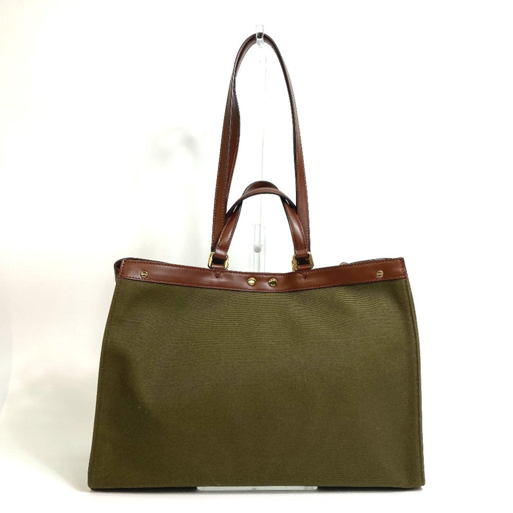 Fendi Green Cotton Shoulder Bag Tote Bag