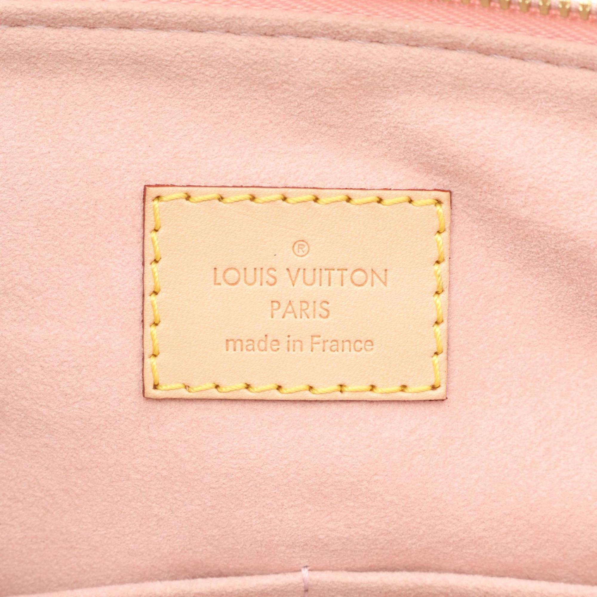 Louis Vuitton Black Brown Pink Rose Ballerine Coated Canvas Leather Handbag