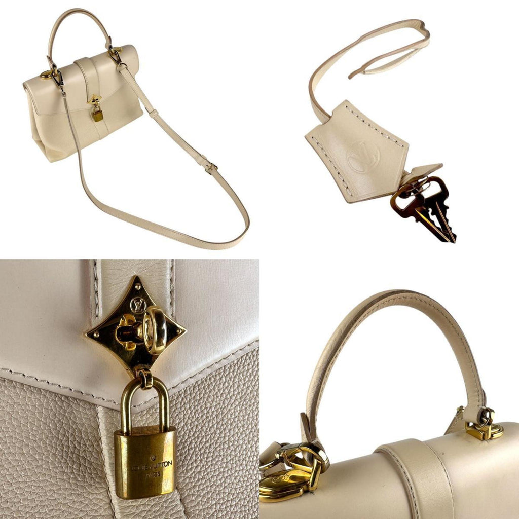 Louis Vuitton Light Beige Leather Handbag Shoulder Bag