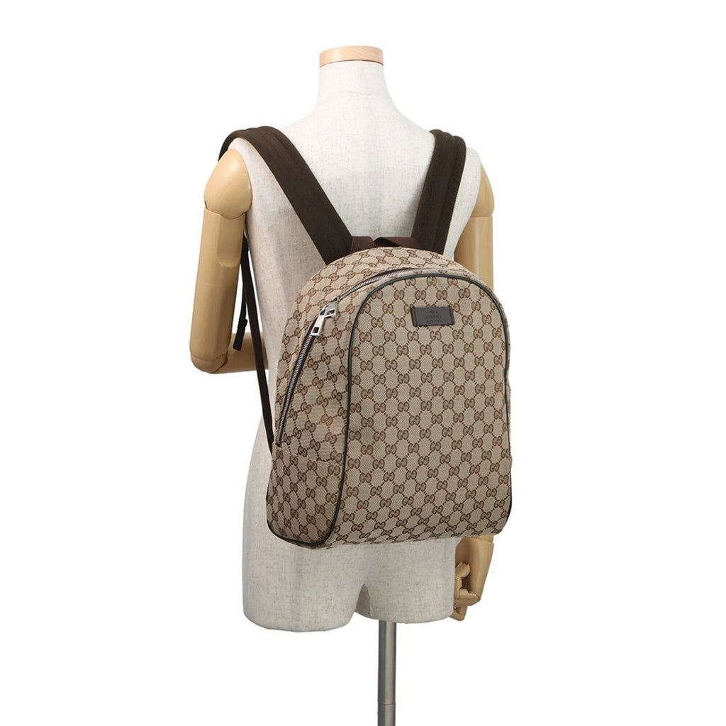 Gucci Beige Brown Gg Canvas Backpack Handbag (Pre-Owned)
