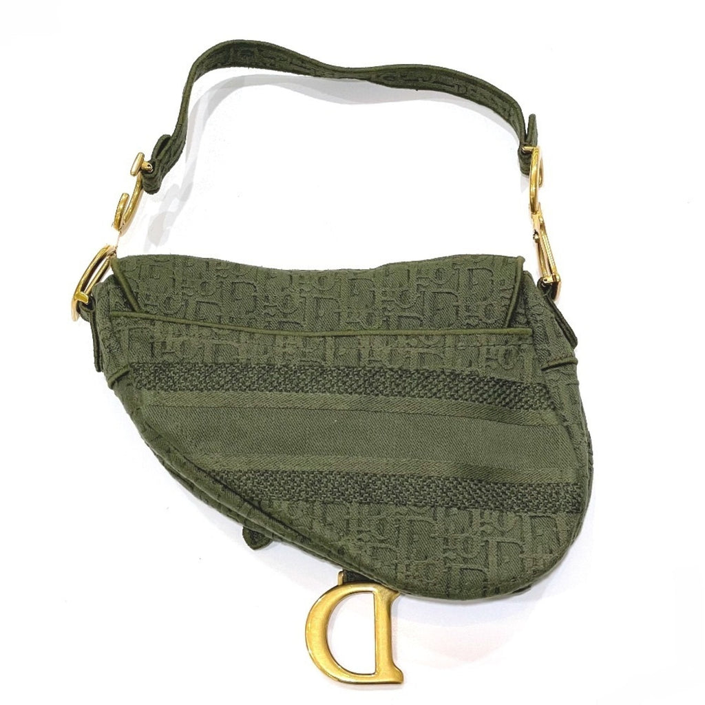 Christian Dior Khaki Canvas Handbag Saddle Bag (Pre-Owned)