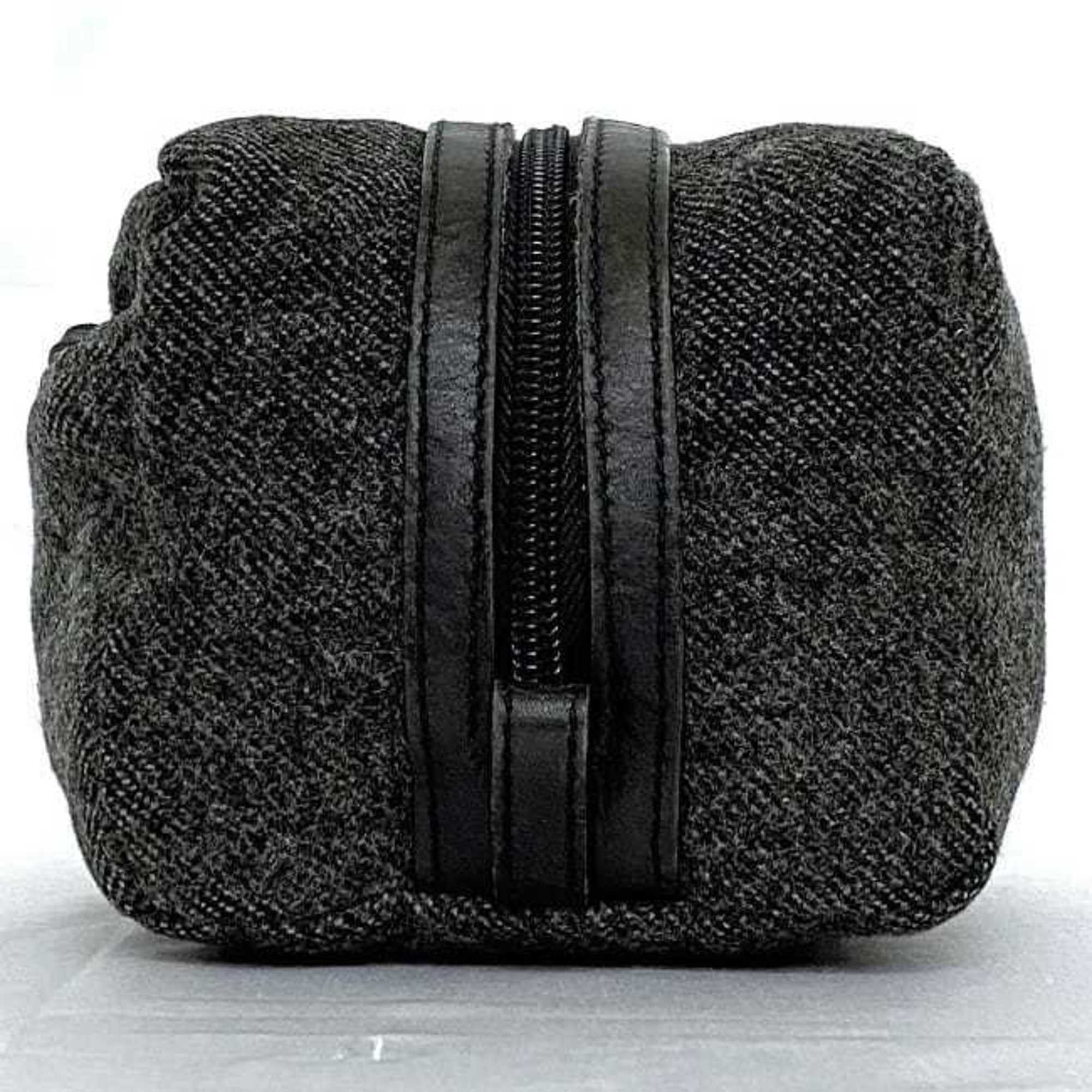 Prada Gray Tweed Wool Nylon Pouch