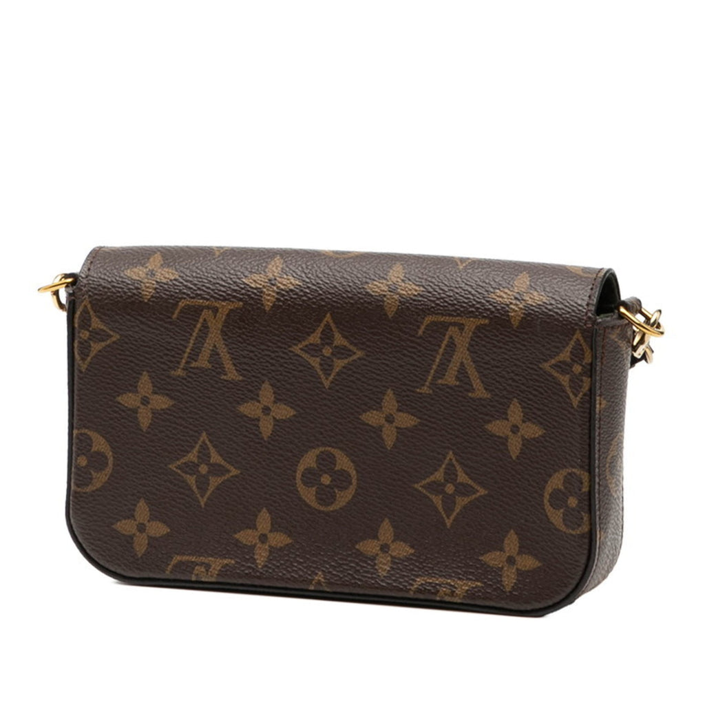 Louis Vuitton Brown Green Khaki Pvc Leather Pochette Shoulder Bag