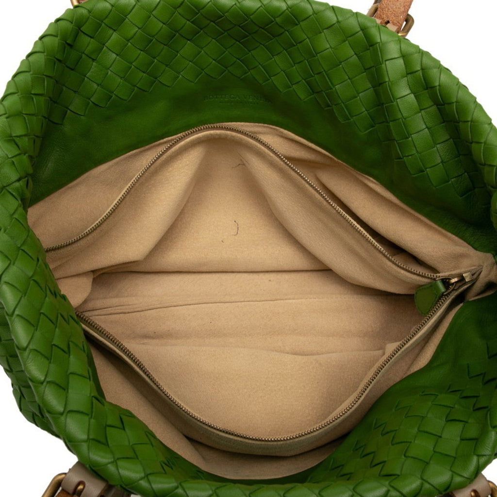 Bottega Veneta Gray Green Leather Shoulder Bag Tote Bag