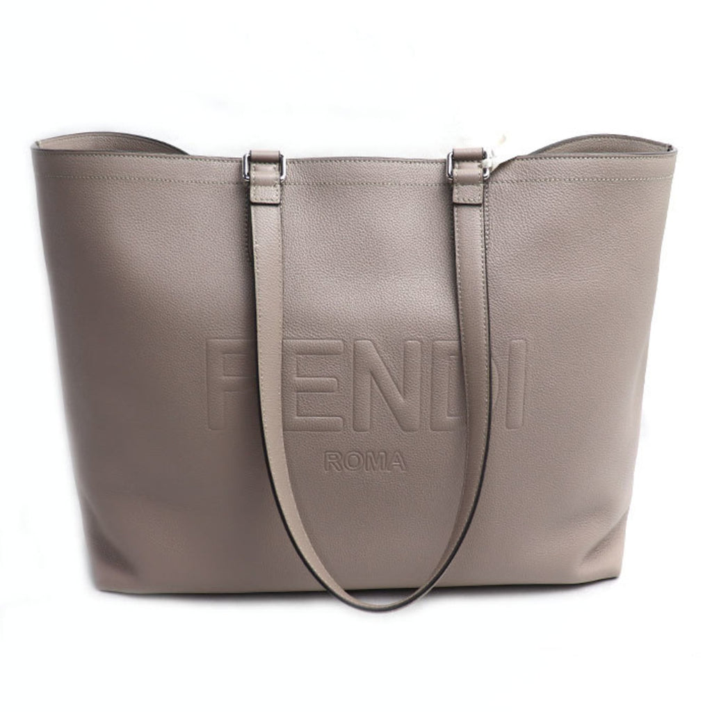Fendi Gray Leather Tote Bag