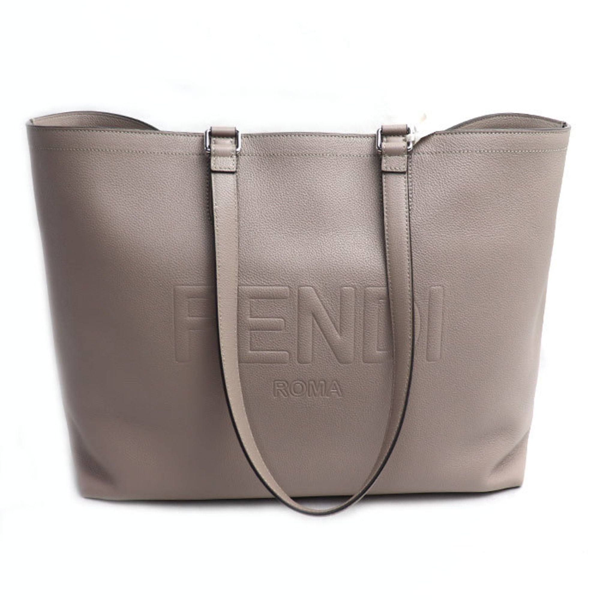 Fendi Gray Leather Tote Bag