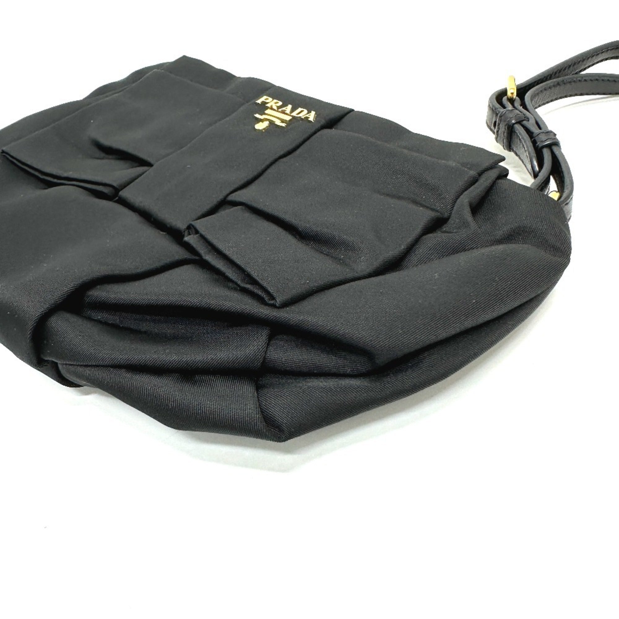 Prada Black Leather Nylon Pouch