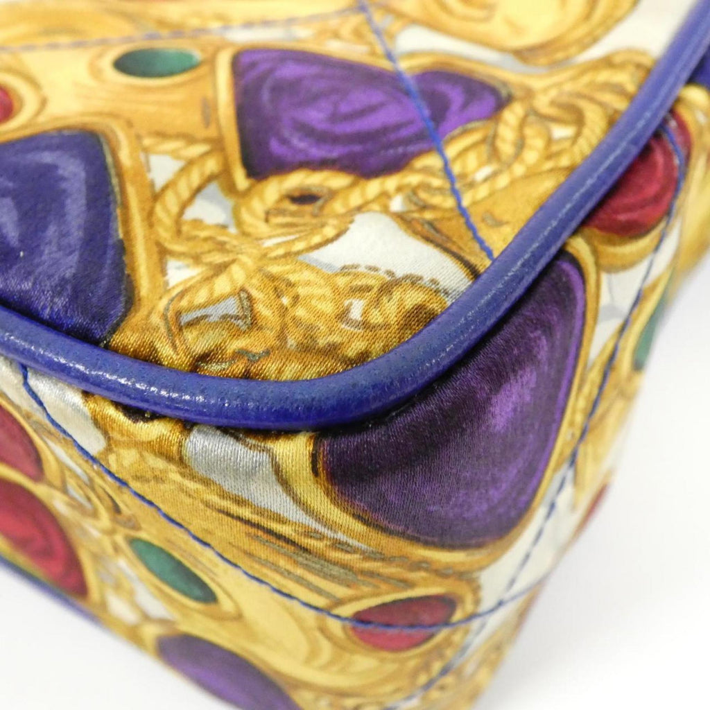 Chanel Blue Multi-Color Satin Leather Shoulder Bag