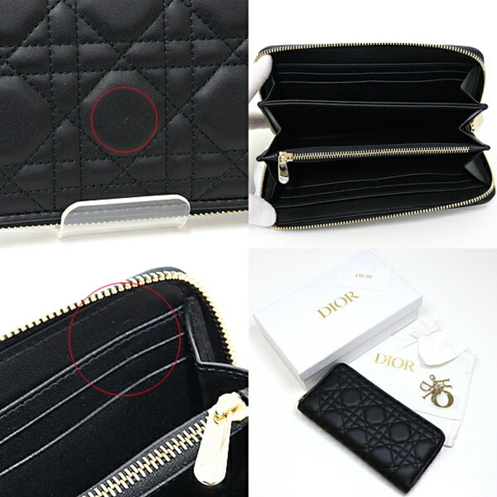 Christian Dior Black Leather Long Wallet (Bi-Fold) (Pre-Owned)