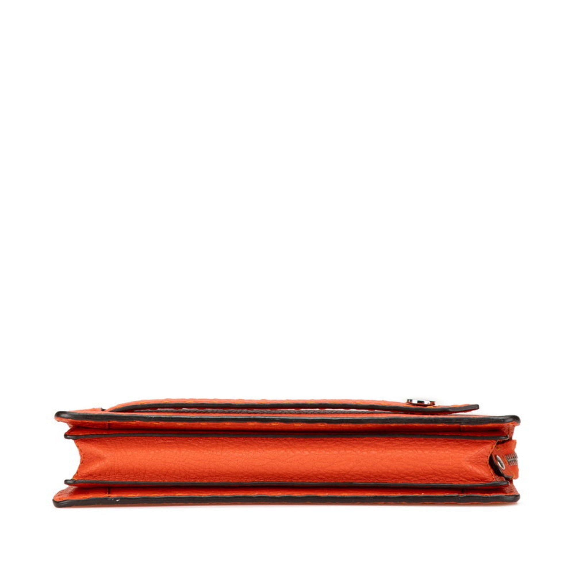 Fendi Orange Leather Clutch Bag