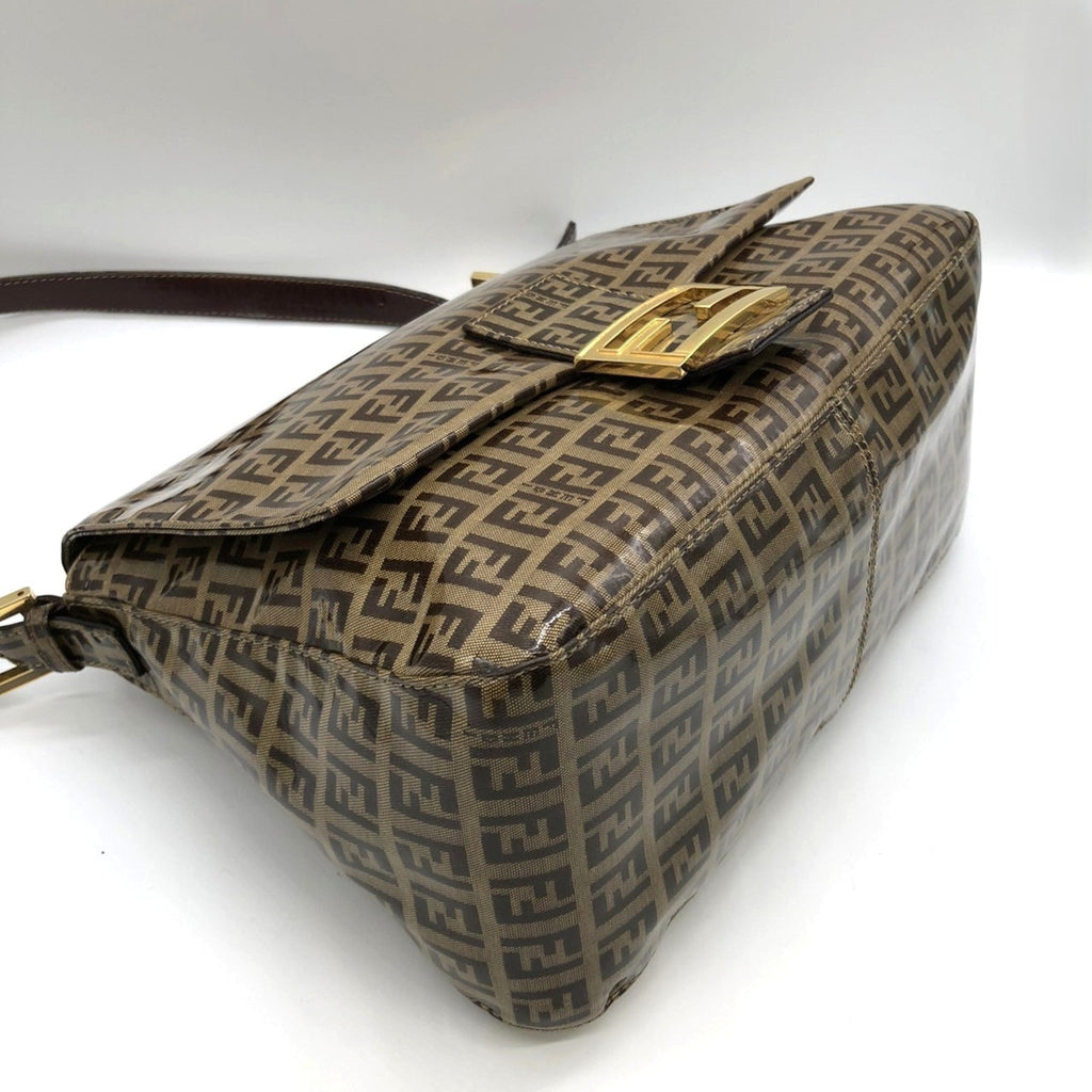 Fendi Zucchino Brown Nylon Shoulder Bag