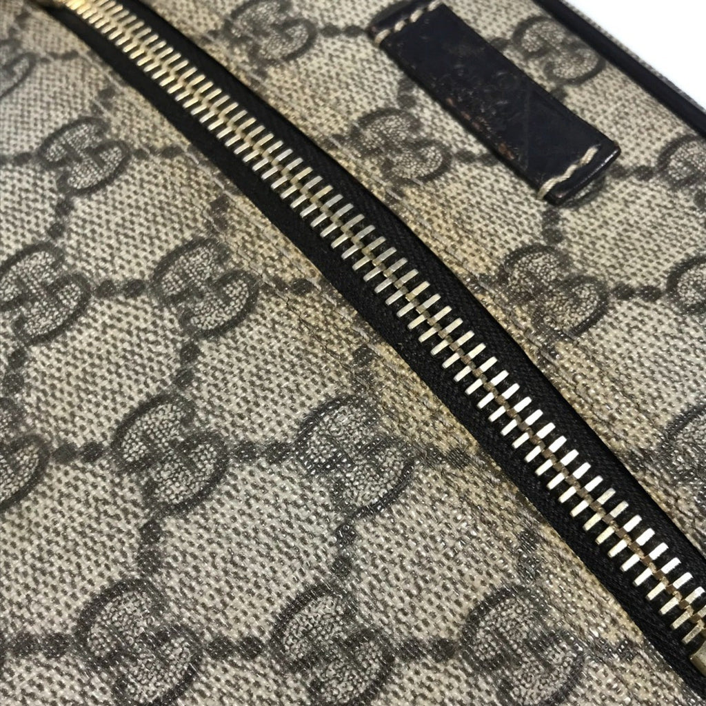 Gucci Beige Dark Brown Gg Supreme Canvas Leather Pochette Shoulder Bag (Pre-Owned)