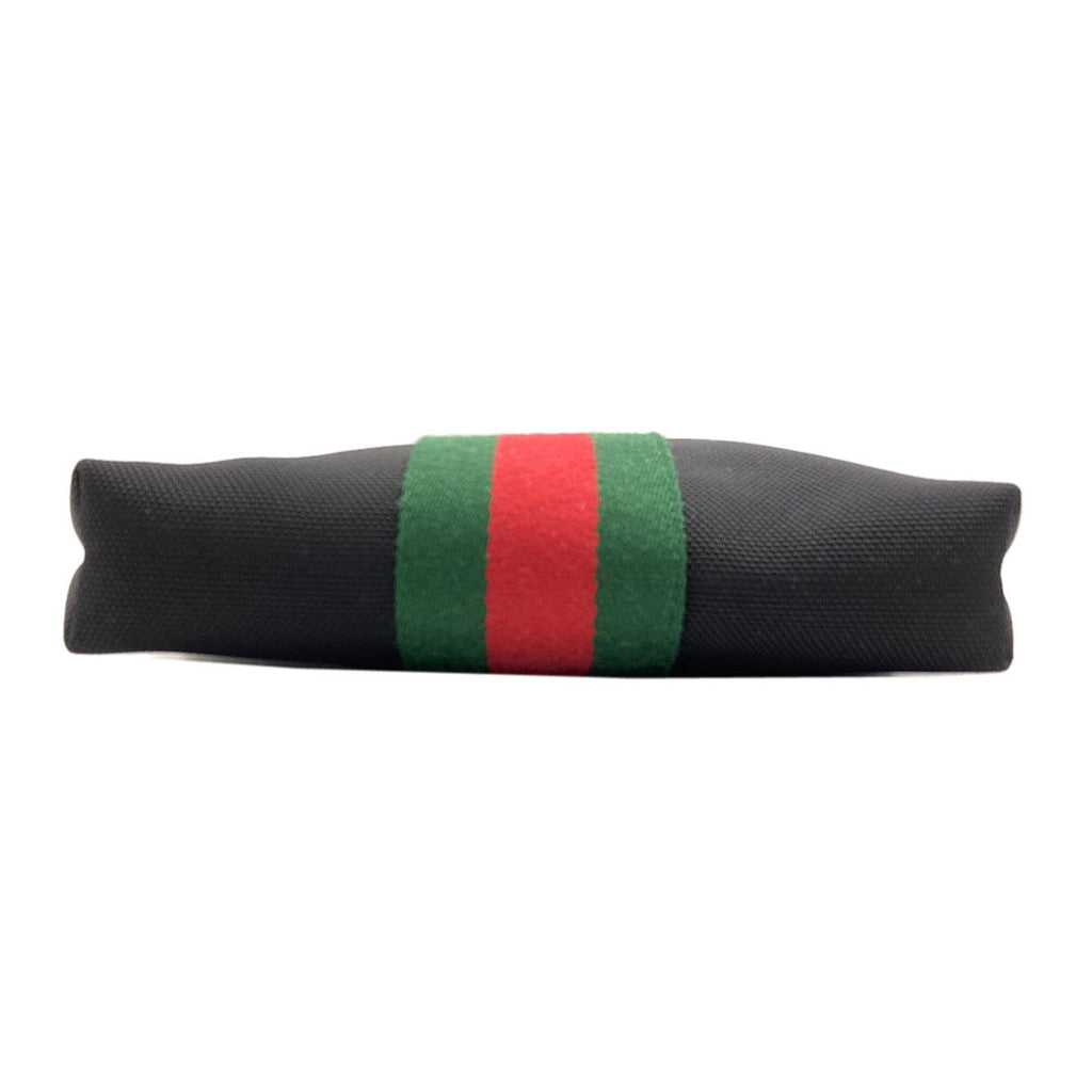 Gucci Sherry Line Black Green Red Color Nylon Canvas Shoulder Bag (Pre-Owned)