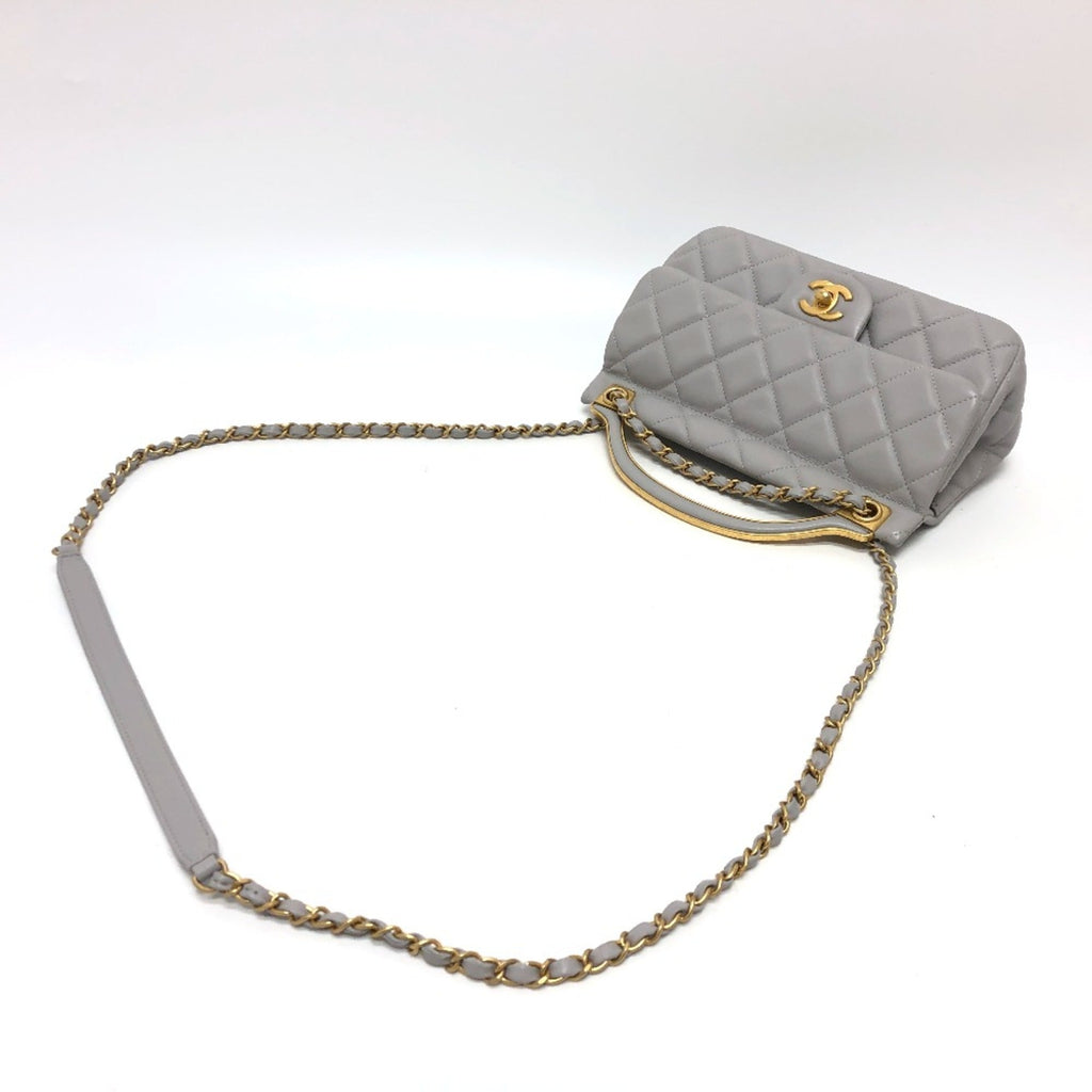 Chanel Gray Leather Shoulder Bag