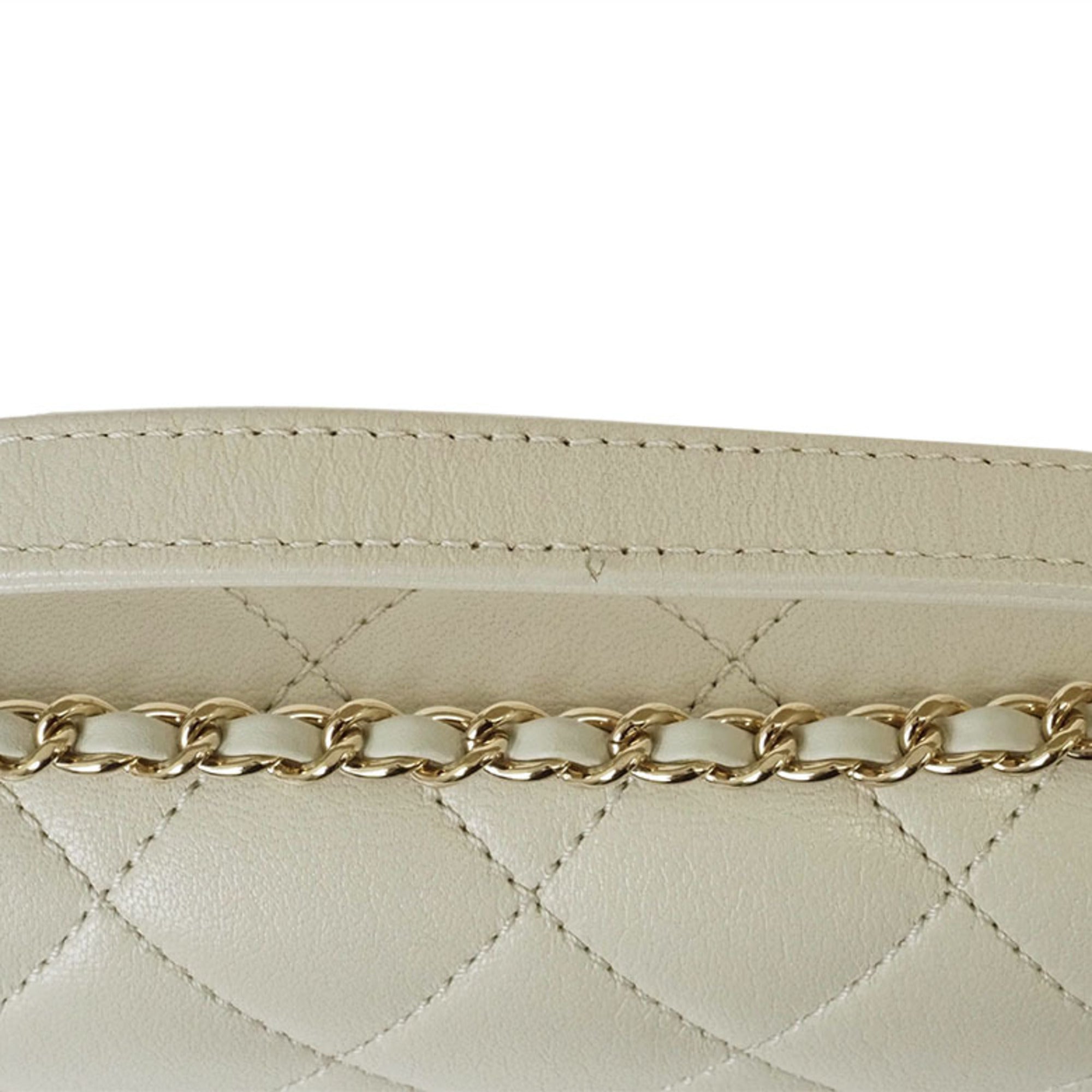 Chanel Light Beige Leather Shoulder Bag