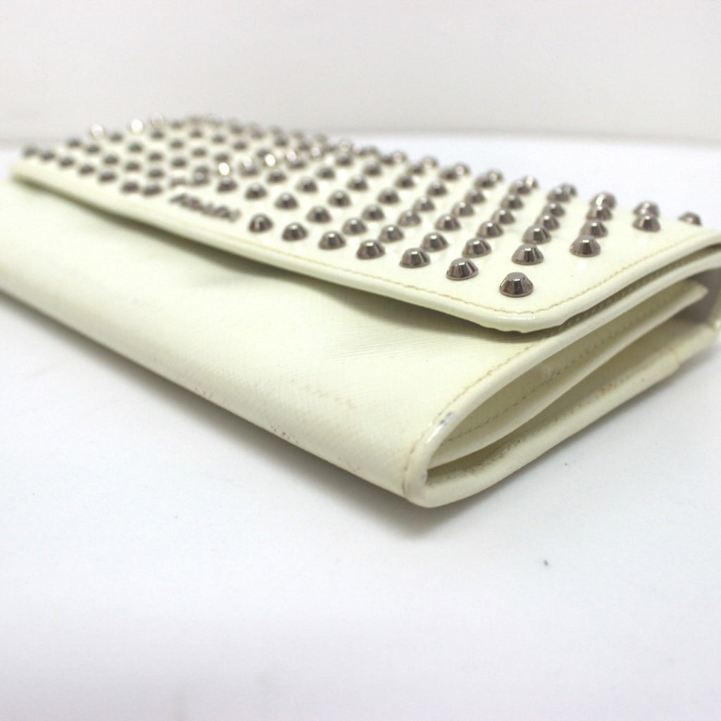 Prada White Leather Long Wallet (Bi-Fold)