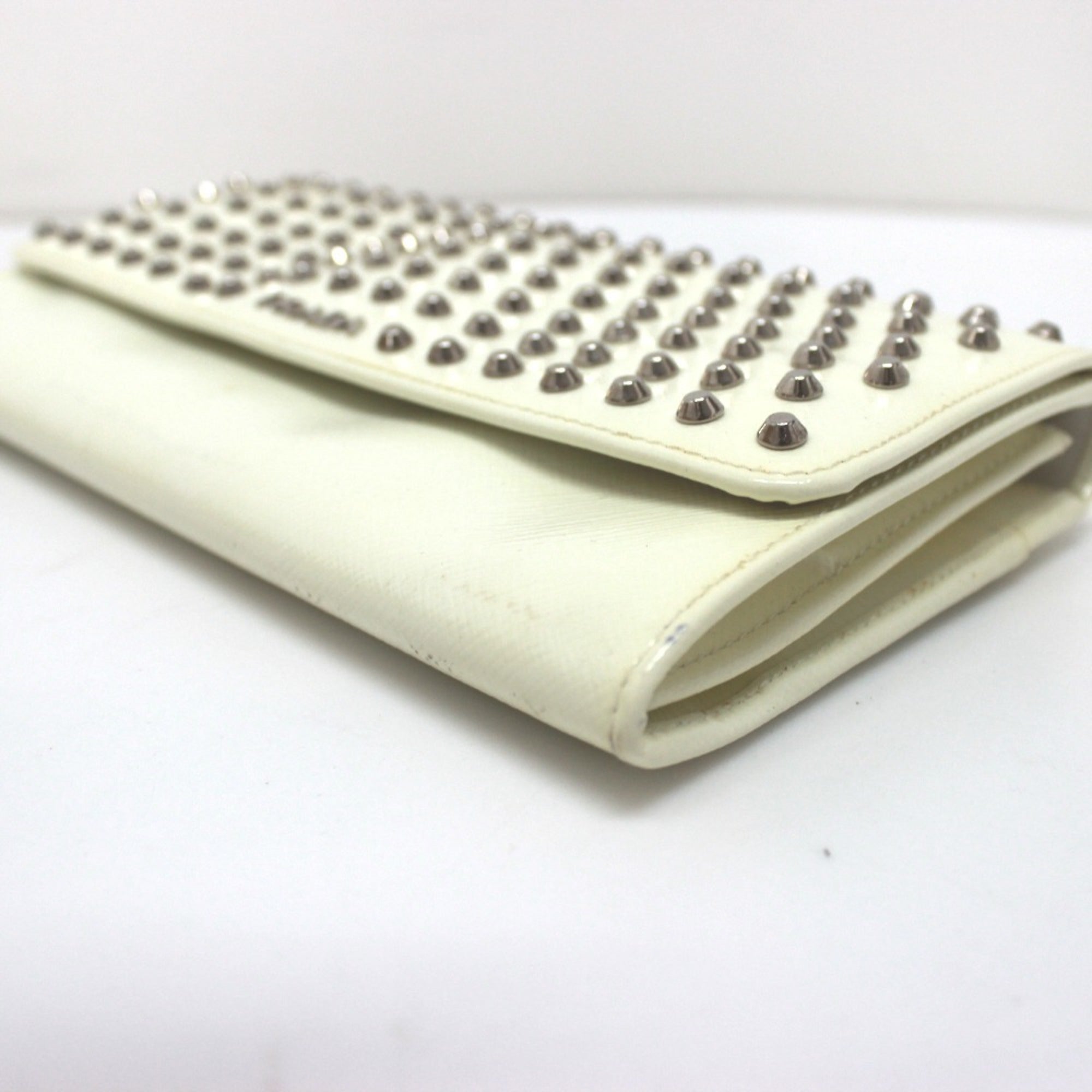 Prada White Leather Long Wallet (Bi-Fold)