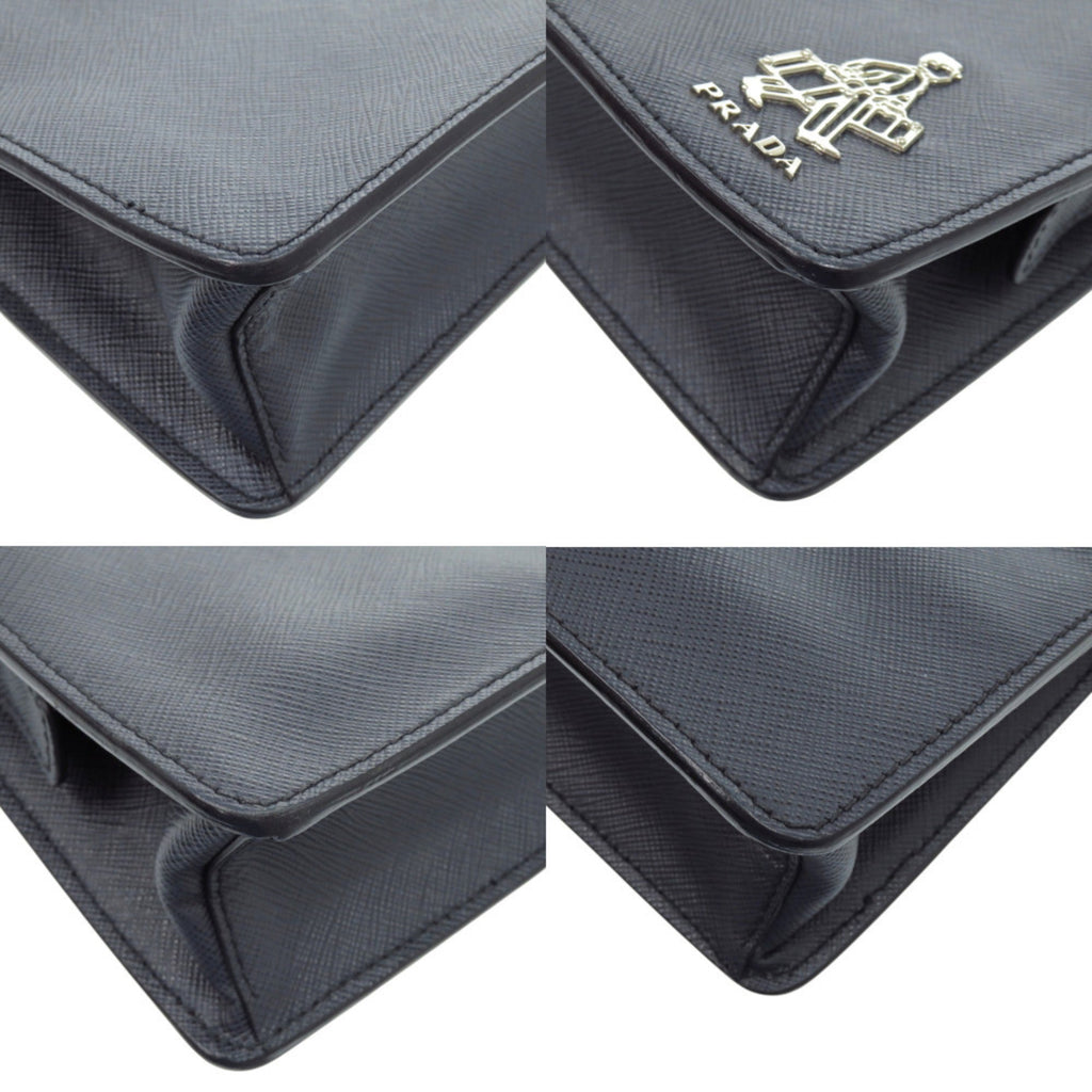 Prada Saffiano Navy Saffiano Triangle Clutch Bag
