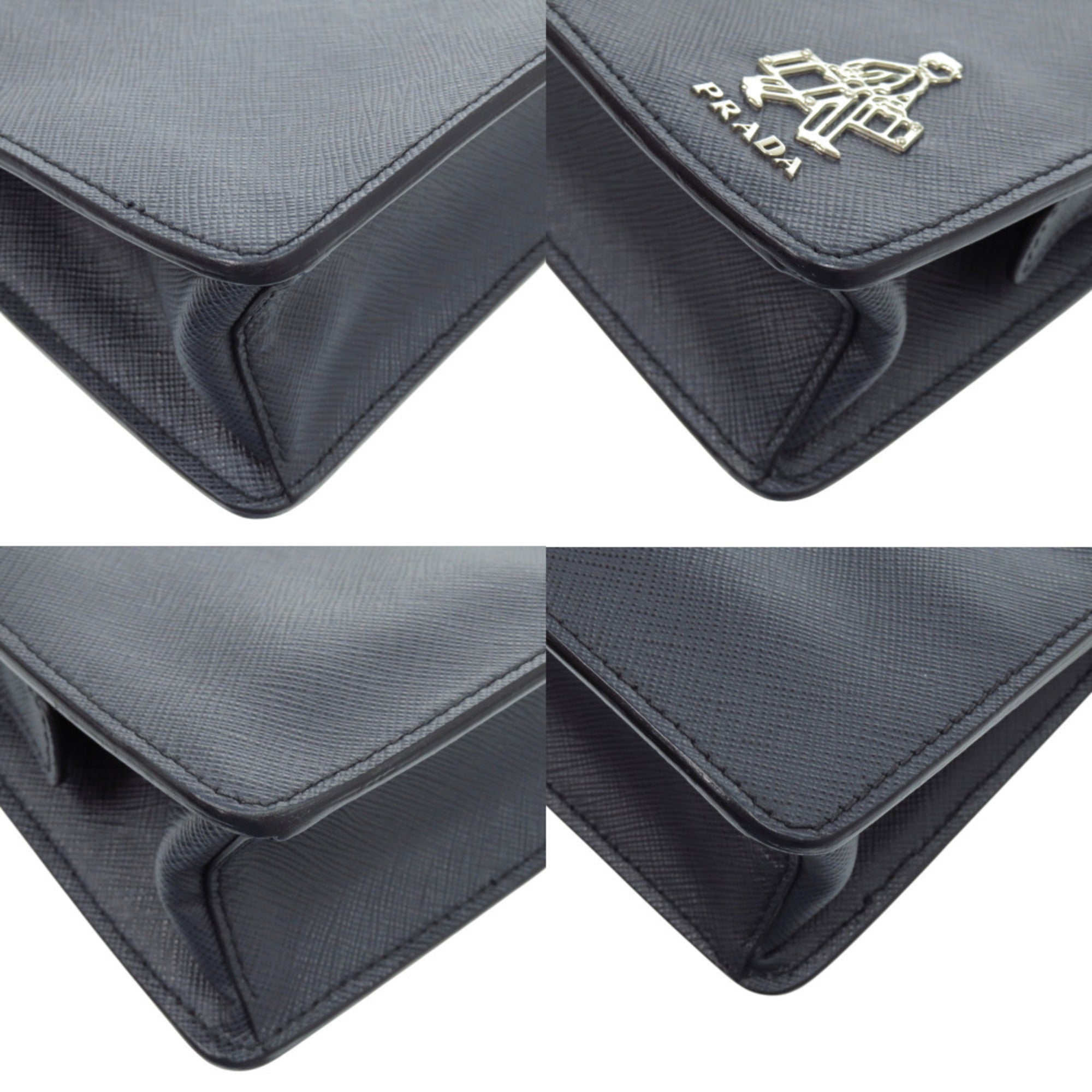 Prada Saffiano Navy Saffiano Triangle Clutch Bag