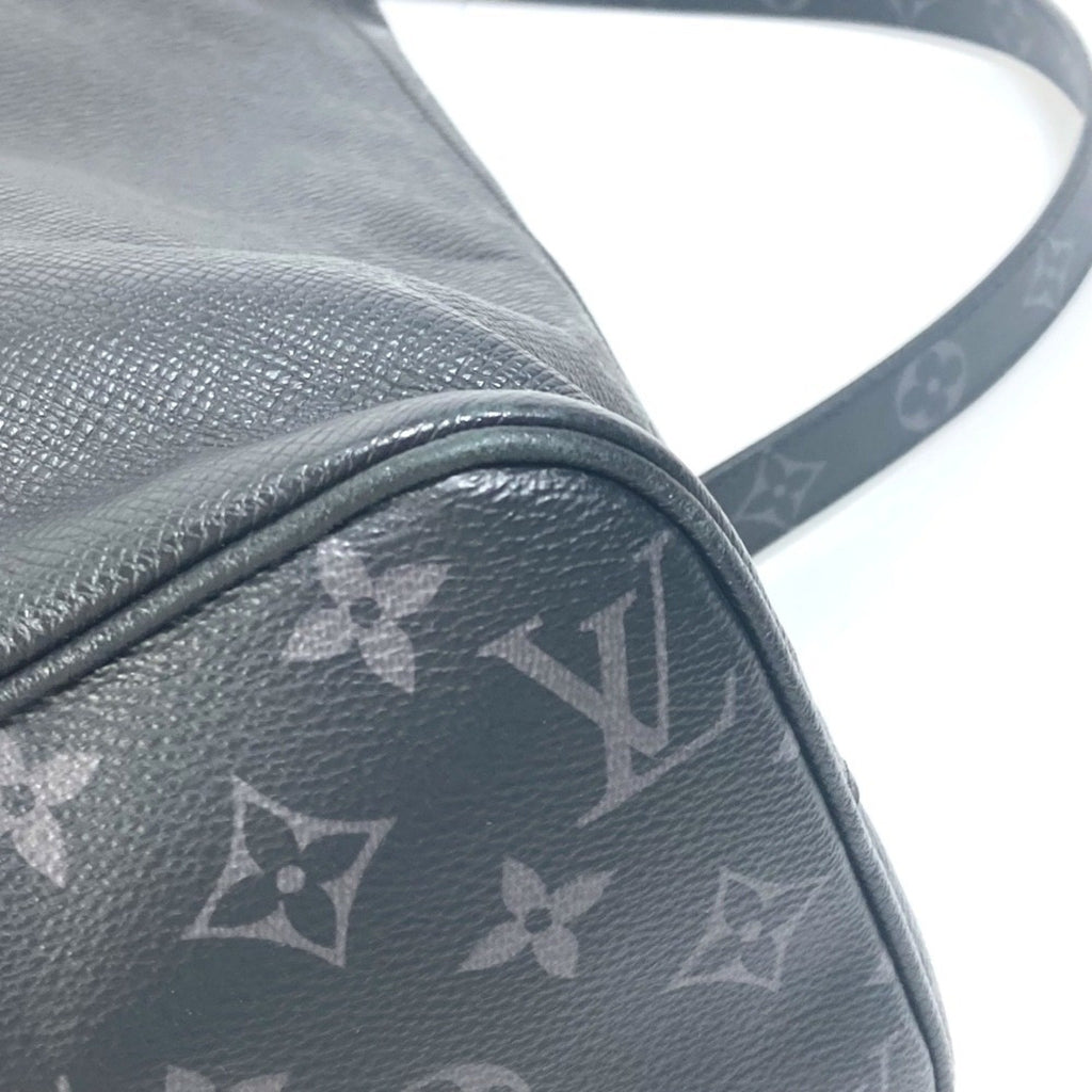 Louis Vuitton Taigarama Black Taiga Leather Monogram Eclipse Handbag Shoulder Bag Tote Bag