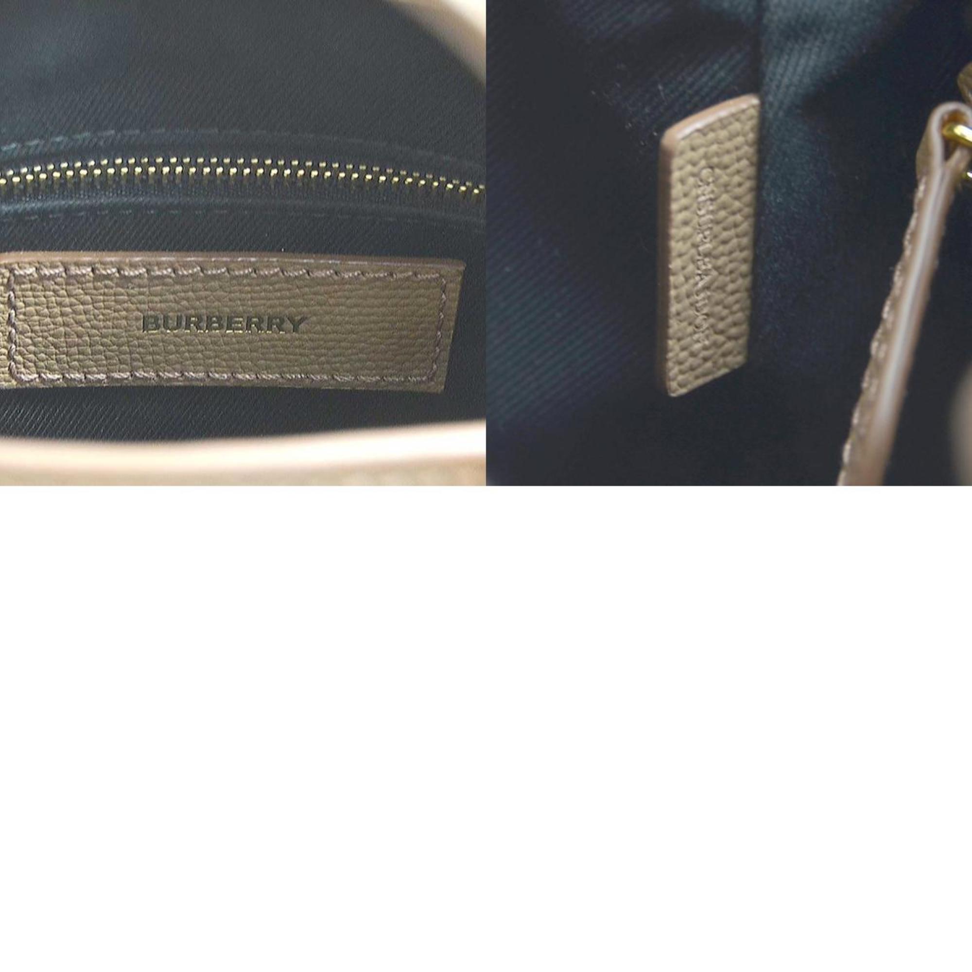 Burberry Camel Leather Canvas Handbag Shoulder Bag