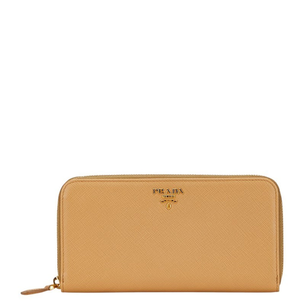 Prada Beige Leather Long Wallet (Bi-Fold)