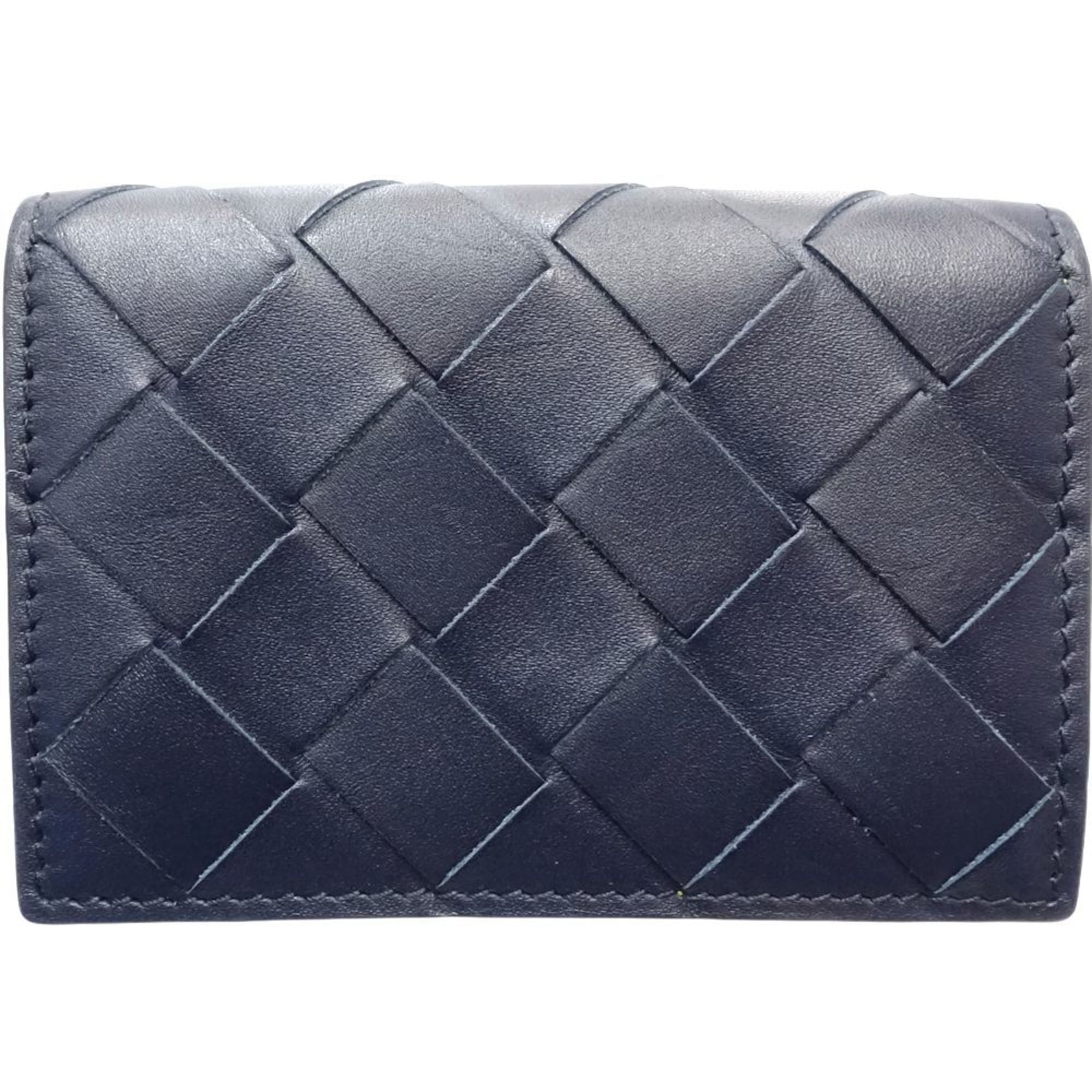 Bottega Veneta Intrecciato Navy Yellow Intrecciato Wallet (Tri-Fold)