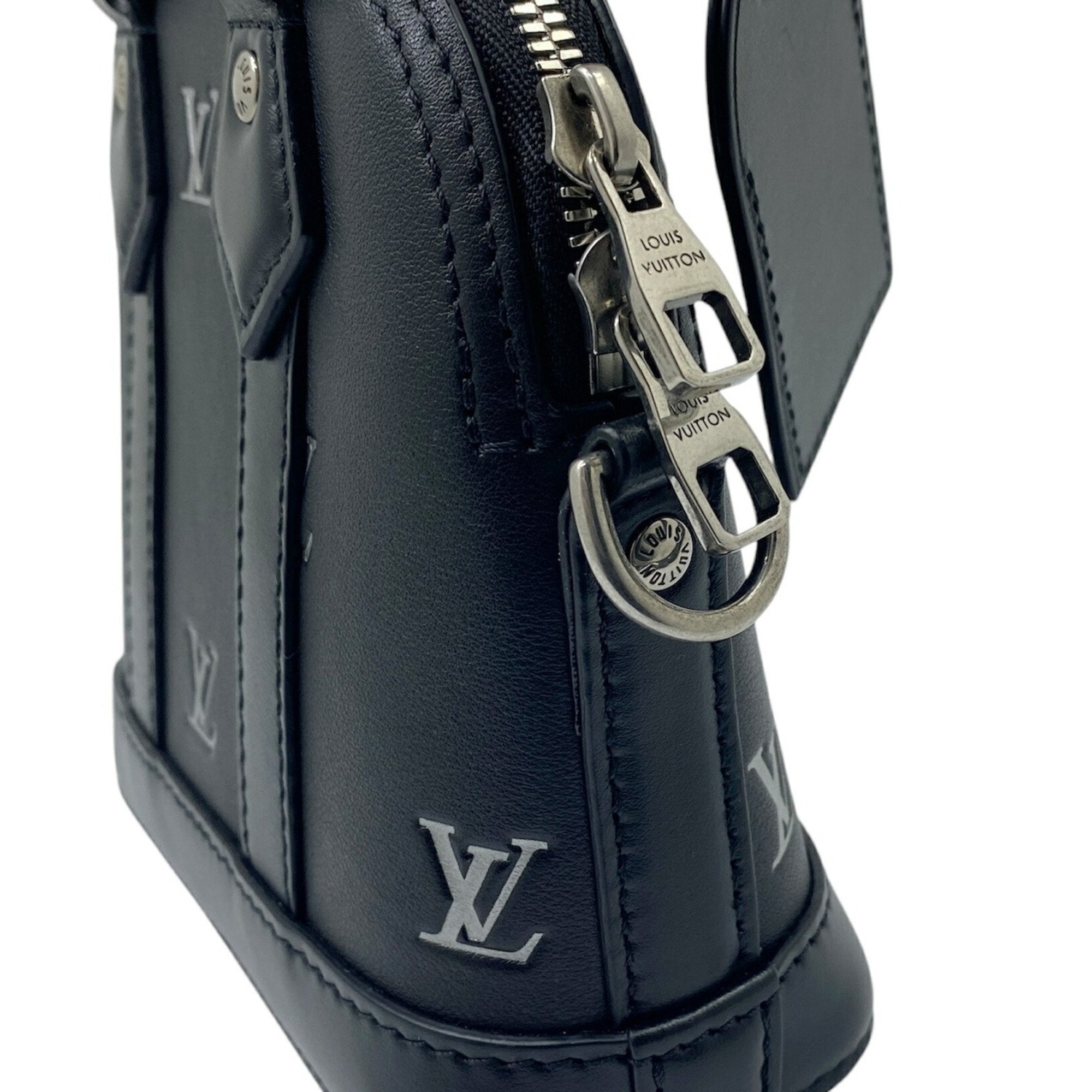 Louis Vuitton Black Leather Handbag Shoulder Bag