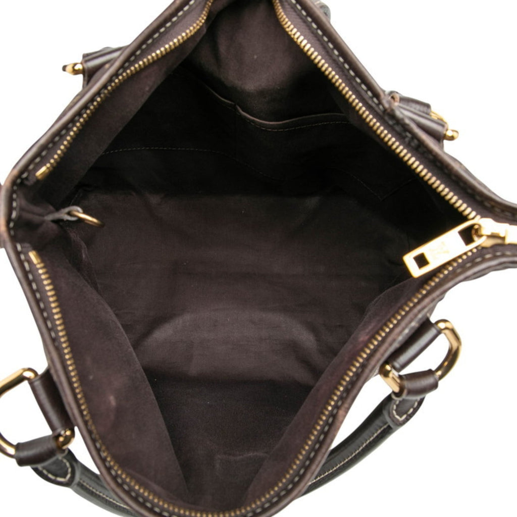 Louis Vuitton Brown Canvas Leather Shoulder Bag Tote Bag