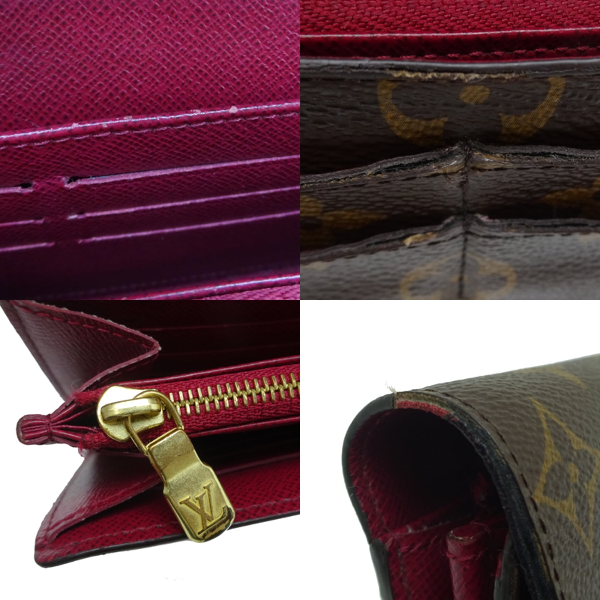 Louis Vuitton Brown Fuchsia Pink Monogram Long Wallet