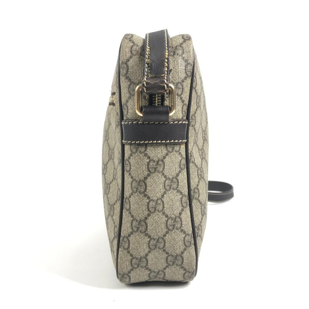 Gucci Beige Dark Brown Gg Supreme Canvas Leather Pochette Shoulder Bag (Pre-Owned)