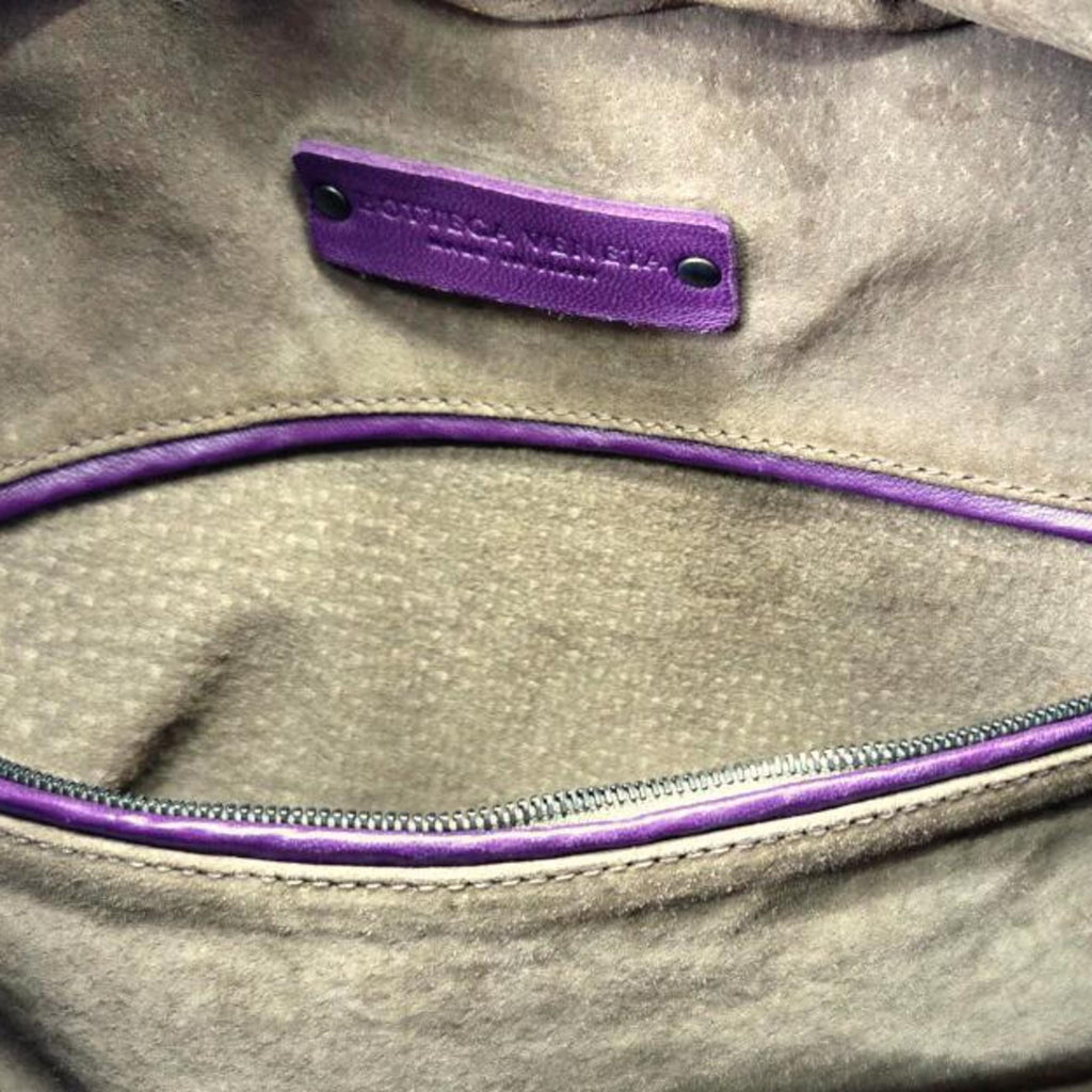 Bottega Veneta Purple Leather Boston Bag Handbag Tote Bag