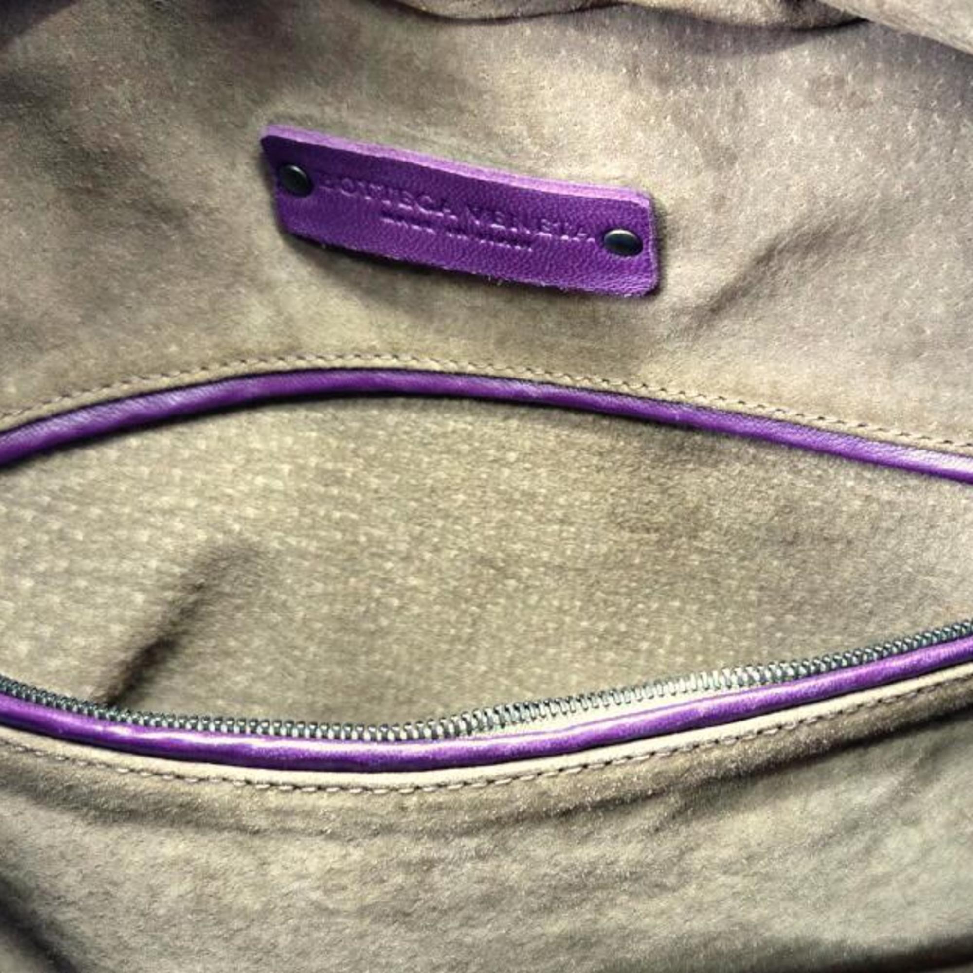 Bottega Veneta Purple Leather Boston Bag Handbag Tote Bag