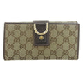 Gucci Beige Dark Brown Gg Canvas Long Wallet (Bi-Fold) (Pre-Owned)