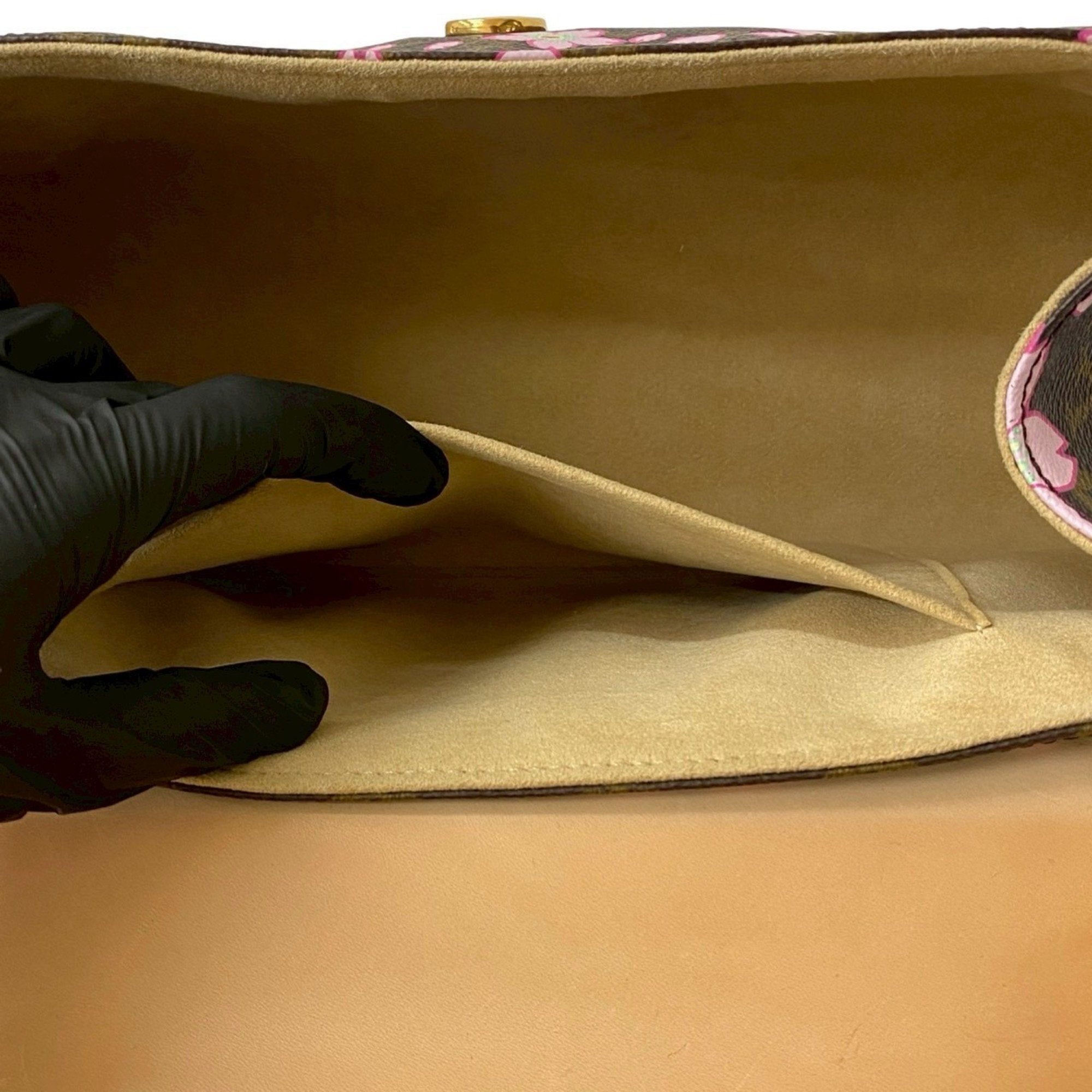 Louis Vuitton Brown Pink Leather Pvc Handbag