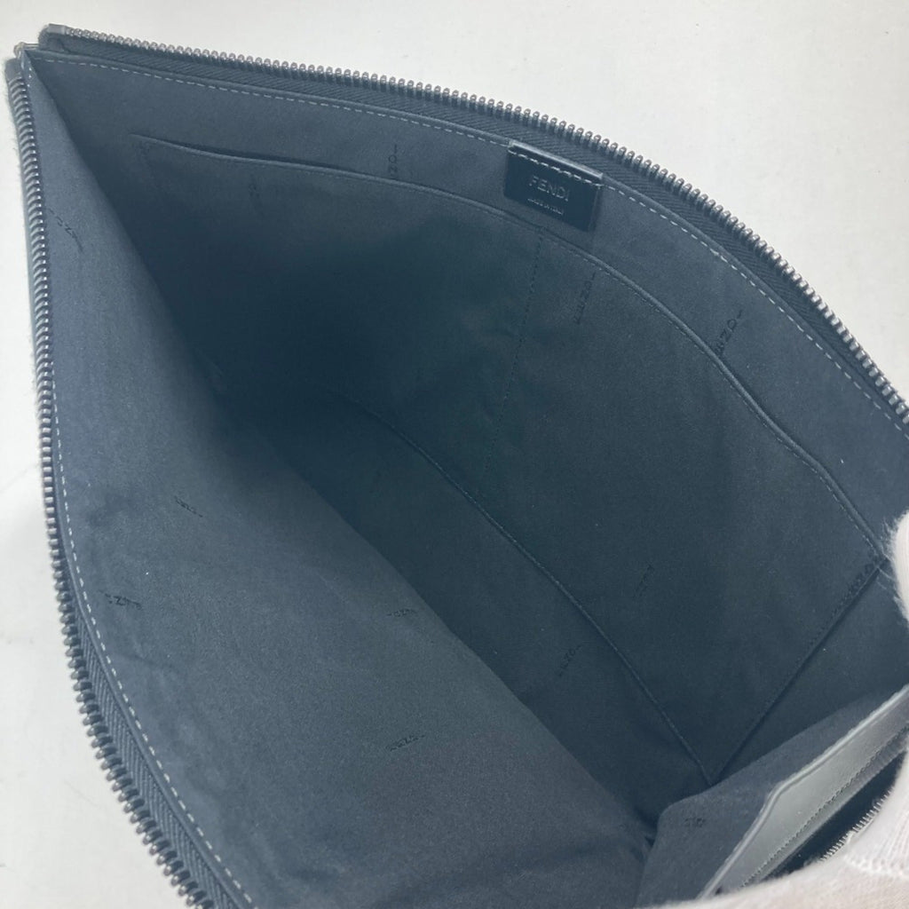 Fendi Gray Leather Clutch Bag