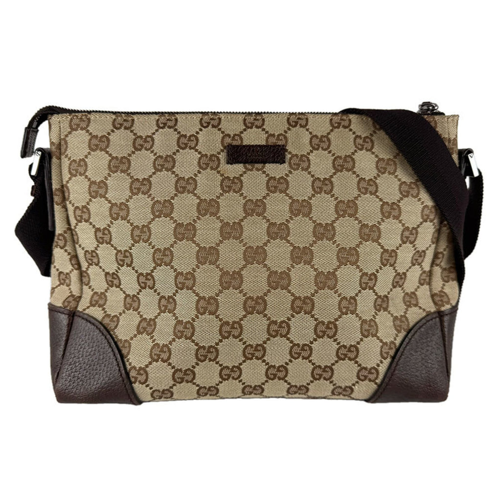 Gucci Brown Brown Gg Gg Canvas Leather Shoulder Bag (Pre-Owned)