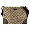 Gucci Brown Brown Gg Gg Canvas Leather Shoulder Bag (Pre-Owned)